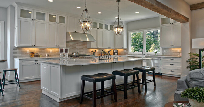 Custom Solid Wood Kitchen Cabinets with Grey Finish
