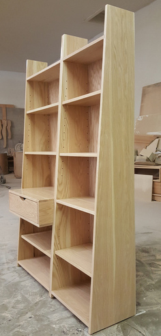 Custom Solid Wood Oak Bookcase With Single Drawer