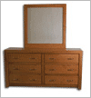Solid Wood Pine Long Dresser And Mirror