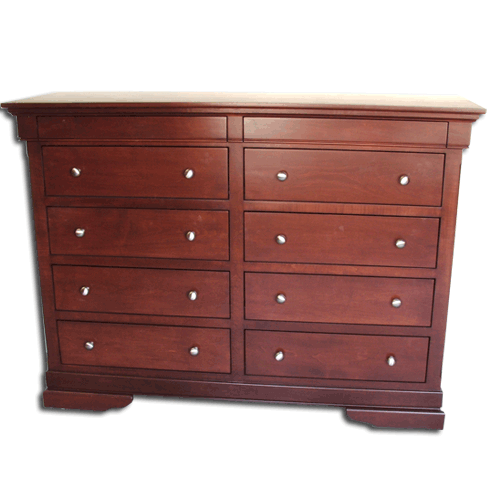 Solid Wood Maple 10 Drawer Long Dresser