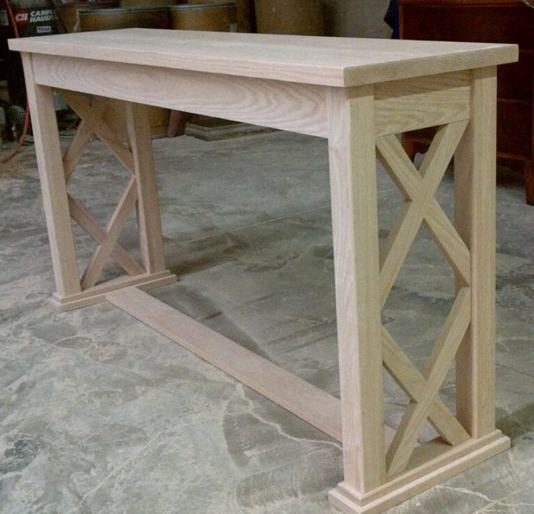 Solid Oak Side Table With X Style Legs