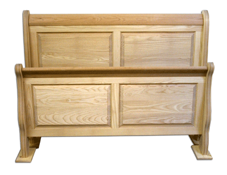 Solid Wood Ash Sleigh Style Queen Bed