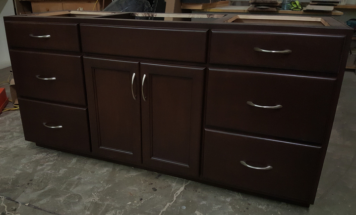 Solid Maple Vanity With Expresso Finish