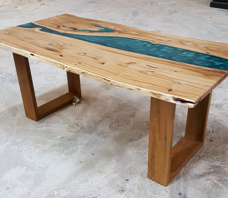 Solid Olive Wood Coffee Table With Epoxy River