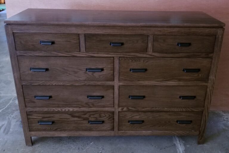 Solid Oak 9 Drawer Long Dresser