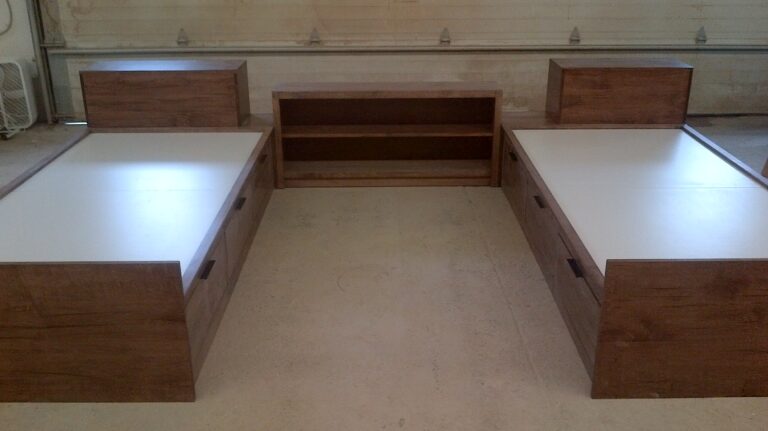 Two Solid Wood Twin Size Platform Beds